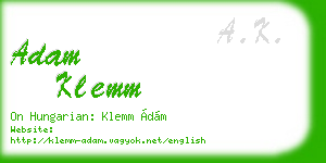 adam klemm business card